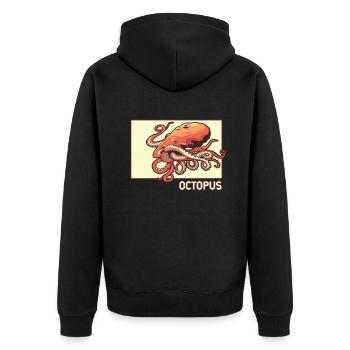 Octopus Doodle Chinese Hanzi Octopodes Octopoda - Unisex Premium Organic Zip Hoodie - black - Back - Nico (187cm)