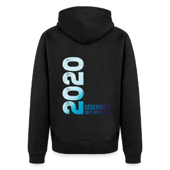 Limited Edition November 2020 Legendary Since - Unisex Premium Organic Zip Hoodie - black - Back - Nico (187cm)
