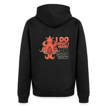 Ich mache, was ich will Oktopoden Octopoda Cephalopoda - Unisex Premium Bio Zip Hoodie - Schwarz - Hinten - Nico (187cm)