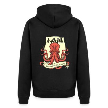 Je suis 8 fois mieux que toi Cephalopoda octopodes - Veste à capuche bio Premium Unisexe - noir - Dos - Nico (187cm)