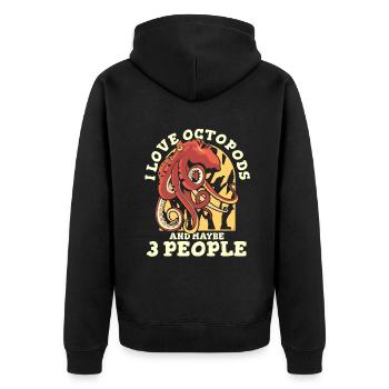 Ich liebe Oktopoden und vielleicht 3 Leute Octopoda Liebhaber - Unisex Premium Bio Zip Hoodie - Schwarz - Hinten - Nico (187cm)