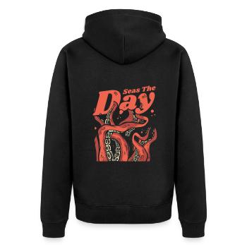 Seas The Day Cephalopoda Octopodes Octopoda Lover - Unisex Premium Organic Zip Hoodie - black - Back - Nico (187cm)