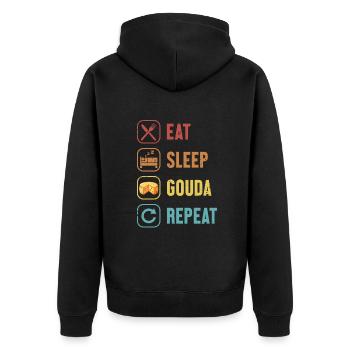 Eat Sleep Gouda Repeat Queso Cheesemonger Maker - Unisex Premium Organic Zip Hoodie - black - Back - Nico (187cm)