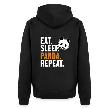 Essen Schlaf Panda Repeat Panda Bär Freund Riese - Unisex Premium Bio Zip Hoodie - Schwarz - Hinten - Nico (187cm)