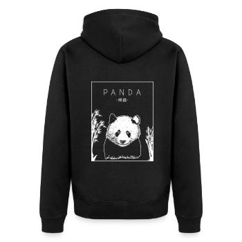 Panda Chinesisch Hanzi Panda Bär Freund Riesenpanda - Unisex Premium Bio Zip Hoodie - Schwarz - Hinten - Nico (187cm)