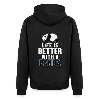 Life is Better with a Panda Panda Bear Friend - Unisex Premium Organic Zip Hoodie - black - Back - Nico (187cm)