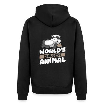 Das chilligste Tier der Welt Panda Bär Freund Riese - Unisex Premium Bio Zip Hoodie - Schwarz - Hinten - Nico (187cm)