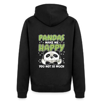 Pandas Make Me Happy Panda Ours Ami Amant - Veste à capuche bio Premium Unisexe - noir - Dos - Nico (187cm)