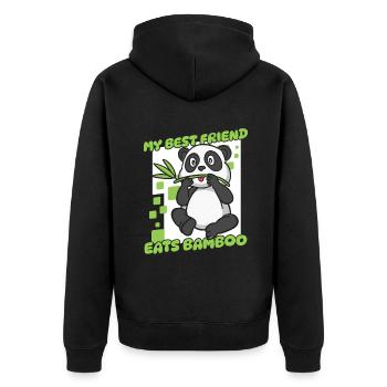 My Best Friend Eats Bamboo Panda Bear Friend - Unisex Premium Organic Zip Hoodie - black - Back - Nico (187cm)