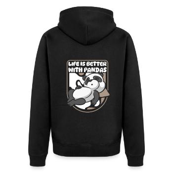Life Is Better With Pandas Panda Bear Friend - Unisex Premium Organic Zip Hoodie - black - Back - Nico (187cm)