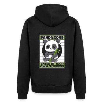 Panda Zone Betreten Sie Ihre eigene Niedlichkeit Panda Bär - Unisex Premium Bio Zip Hoodie - Schwarz - Hinten - Nico (187cm)