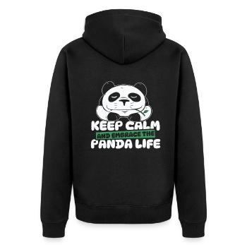 Keep Calm And Embrace The Panda Life Panda Bear - Unisex Premium Organic Zip Hoodie - black - Back - Nico (187cm)
