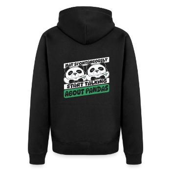 Spontaneously Start Talking About Panda Friend - Unisex Premium Organic Zip Hoodie - black - Back - Nico (187cm)