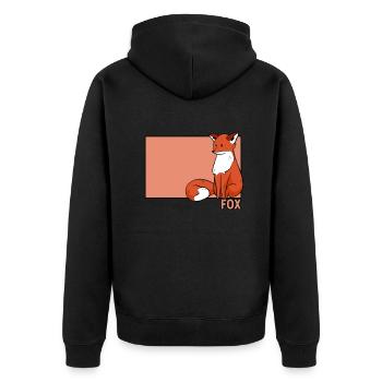 Fuchs Doodle Chinesisches Hanzi Canidae Caninae Rotfuchs - Unisex Premium Bio Zip Hoodie - Schwarz - Hinten - Nico (187cm)
