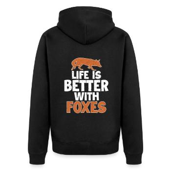 Das Leben ist besser mit einem Fuchs Rotfuchs Canidae - Unisex Premium Bio Zip Hoodie - Schwarz - Hinten - Nico (187cm)