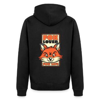 Fuchsliebhaber fürs Leben Caninae Rotfuchs Canidae Fuchs - Unisex Premium Bio Zip Hoodie - Schwarz - Hinten - Nico (187cm)