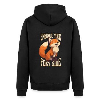 Umarmen Sie Ihre fuchsige Seite Canidae Caninae Rotfuchs - Unisex Premium Bio Zip Hoodie - Schwarz - Hinten - Nico (187cm)