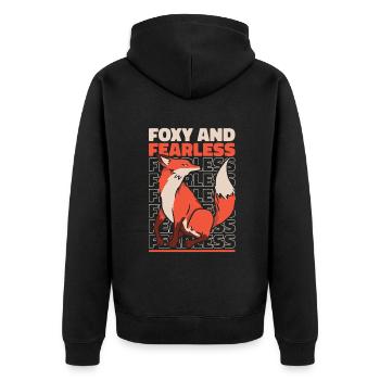 Fuchsige Und Furchtlose Caninae Rotfuchs Canidae Fuchs - Unisex Premium Bio Zip Hoodie - Schwarz - Hinten - Nico (187cm)