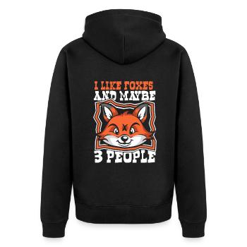 Ich mag Füchse und vielleicht 3 Leute Canidae Caninae - Unisex Premium Bio Zip Hoodie - Schwarz - Hinten - Nico (187cm)