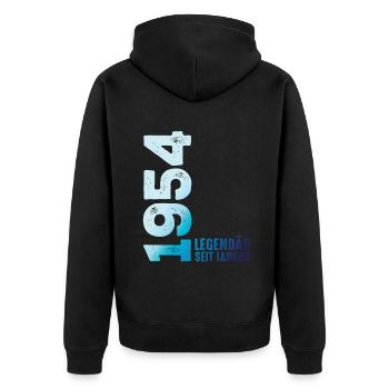 Limited Edition January 1954 Legendär Seit January - Unisex Premium Bio Zip Hoodie - Schwarz - Hinten - Nico (187cm)