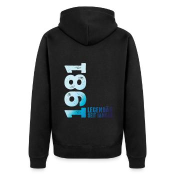 Edition Limitée Janvier 1981 Légendaire depuis Janvier - Veste à capuche bio Premium Unisexe - noir - Dos - Nico (187cm)