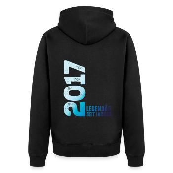 Limited Edition January 2017 Legendär Seit January - Unisex Premium Bio Zip Hoodie - Schwarz - Hinten - Nico (187cm)