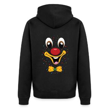 Fasching Lustiger Clown Gesicht Bunt Konfetti - Unisex Premium Bio Zip Hoodie - Schwarz - Hinten - Nico (187cm)