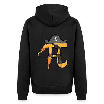 Pirate Pi Tag Funny Math Motif - Unisex Premium Organic Zip Hoodie - black - Back - Nico (187cm)