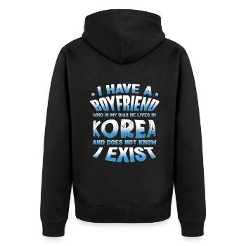 K-Pop : mon copain vit en Corée - Veste à capuche bio Premium Unisexe - noir - Dos - Nico (187cm)