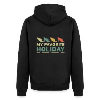 Silhouette de chats Mes vacances préférées - Veste à capuche bio Premium Unisexe - noir - Dos - Nico (187cm)