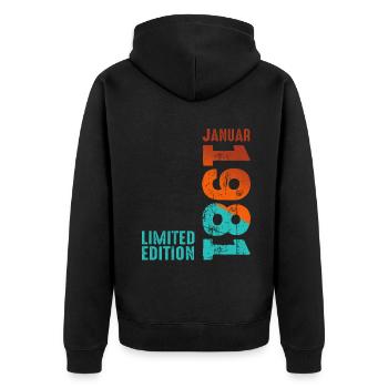 Edition Limitée Janvier 1981 Légendaire depuis Janvier - Veste à capuche bio Premium Unisexe - noir - Dos - Nico (187cm)