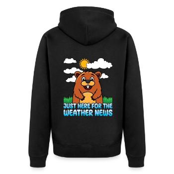 Niedlicher Murmeltier Wetter Spaß - Unisex Premium Bio Zip Hoodie - Schwarz - Hinten - Nico (187cm)
