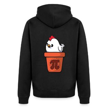 Pi Day Chicken in Flower Pot Illustration - Unisex Premium Organic Zip Hoodie - black - Back - Nico (187cm)