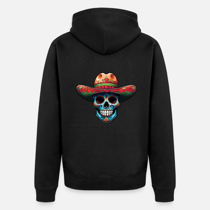 Mexique Carnaval du chapeau mexicain - Veste à capuche bio Premium Unisexe - noir