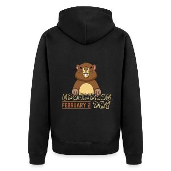 Groundhog Day February 2 Cute Groundhog - Unisex Premium Organic Zip Hoodie - black - Back - Nico (187cm)