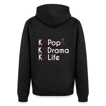 K Pop K Drame K Life Coeur Fingerstyle - Veste à capuche bio Premium Unisexe - noir - Dos - Nico (187cm)