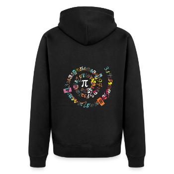 Colorful Pi Day Spiral with Numbers 3.14159 - Unisex Premium Organic Zip Hoodie - black - Back - Nico (187cm)