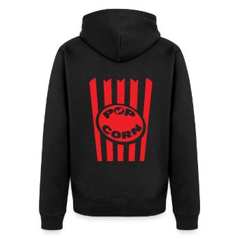 Carnival Popcorn Fun Red Stripes - Unisex Premium Organic Zip Hoodie - black - Back - Nico (187cm)