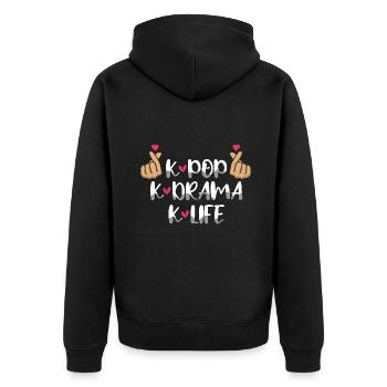 K-Pop K-Drama K-Life Fan Heart - Veste à capuche bio Premium Unisexe - noir - Dos - Nico (187cm)