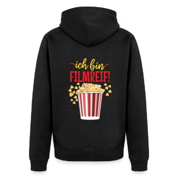 Karneval Ich Bin Filmreif Popcorn Spaß - Unisex Premium Bio Zip Hoodie - Schwarz - Hinten - Nico (187cm)