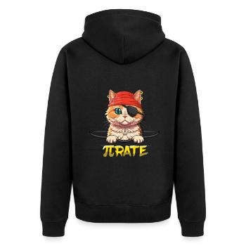 Pi Day Cat Pirate Δ Rate Illustration - Unisex Premium Organic Zip Hoodie - black - Back - Nico (187cm)