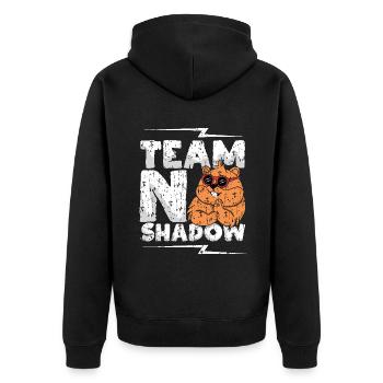 Team No Shadow Murmeltier Tag Spaß - Unisex Premium Bio Zip Hoodie - Schwarz - Hinten - Nico (187cm)