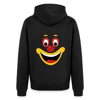 Fasching Clown Gesicht Lustig Fasching Feier Spaß - Unisex Premium Bio Zip Hoodie - Schwarz - Hinten - Nico (187cm)