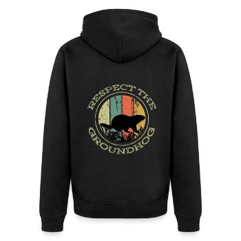 Respect the Groundhog - Groundhog Day - Unisex Premium Organic Zip Hoodie - black - Back - Nico (187cm)