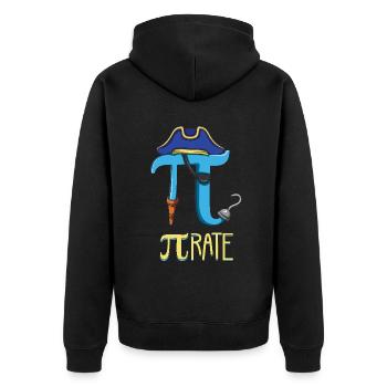 Lustiges Piraten-Motiv zum Pi-Tag - Unisex Premium Bio Zip Hoodie - Schwarz - Hinten - Nico (187cm)