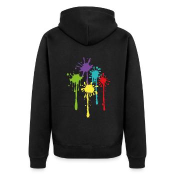 Karneval Bunte Farbkleckse - Unisex Premium Bio Zip Hoodie - Schwarz - Hinten - Nico (187cm)