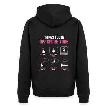 Ce que je fais pendant mon temps libre K-Pop - Veste à capuche bio Premium Unisexe - noir - Dos - Nico (187cm)
