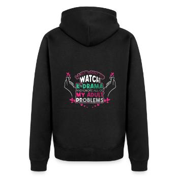 Je veux juste regarder K-drama et résoudre mes problèmes - Veste à capuche bio Premium Unisexe - noir - Dos - Nico (187cm)