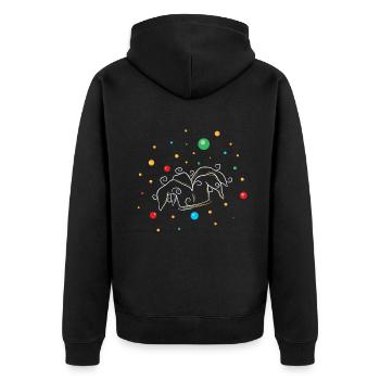 Carnival Colorful Jester's Hat with Confetti - Unisex Premium Organic Zip Hoodie - black - Back - Nico (187cm)