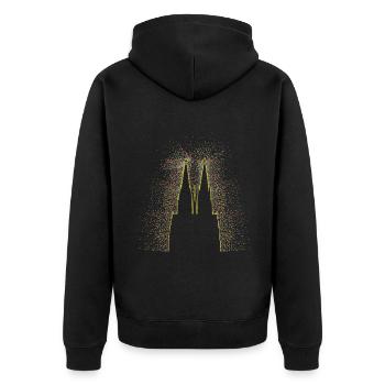 Karneval Köln Dom Feiern Buntes Konfetti - Unisex Premium Bio Zip Hoodie - Schwarz - Hinten - Nico (187cm)